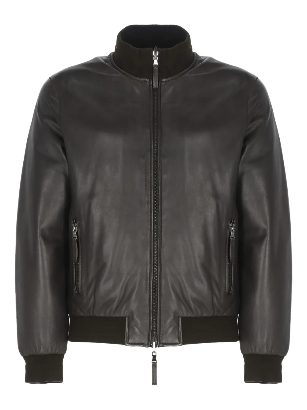 THE JACK LEATHERS zip leather jacket - Marrone