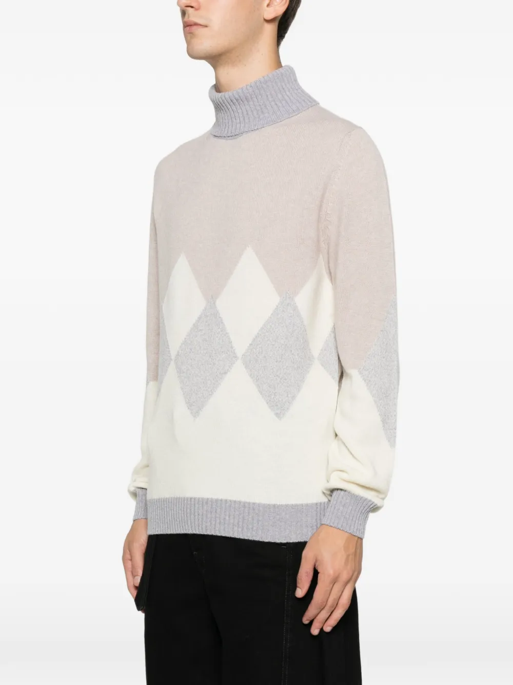Ferrante Diamond-pattern Roll-neck Sweater In White
