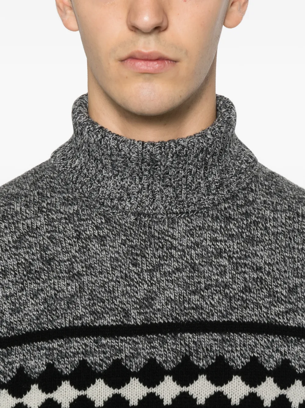 Ferrante Patterned Roll-neck Sweater In Black
