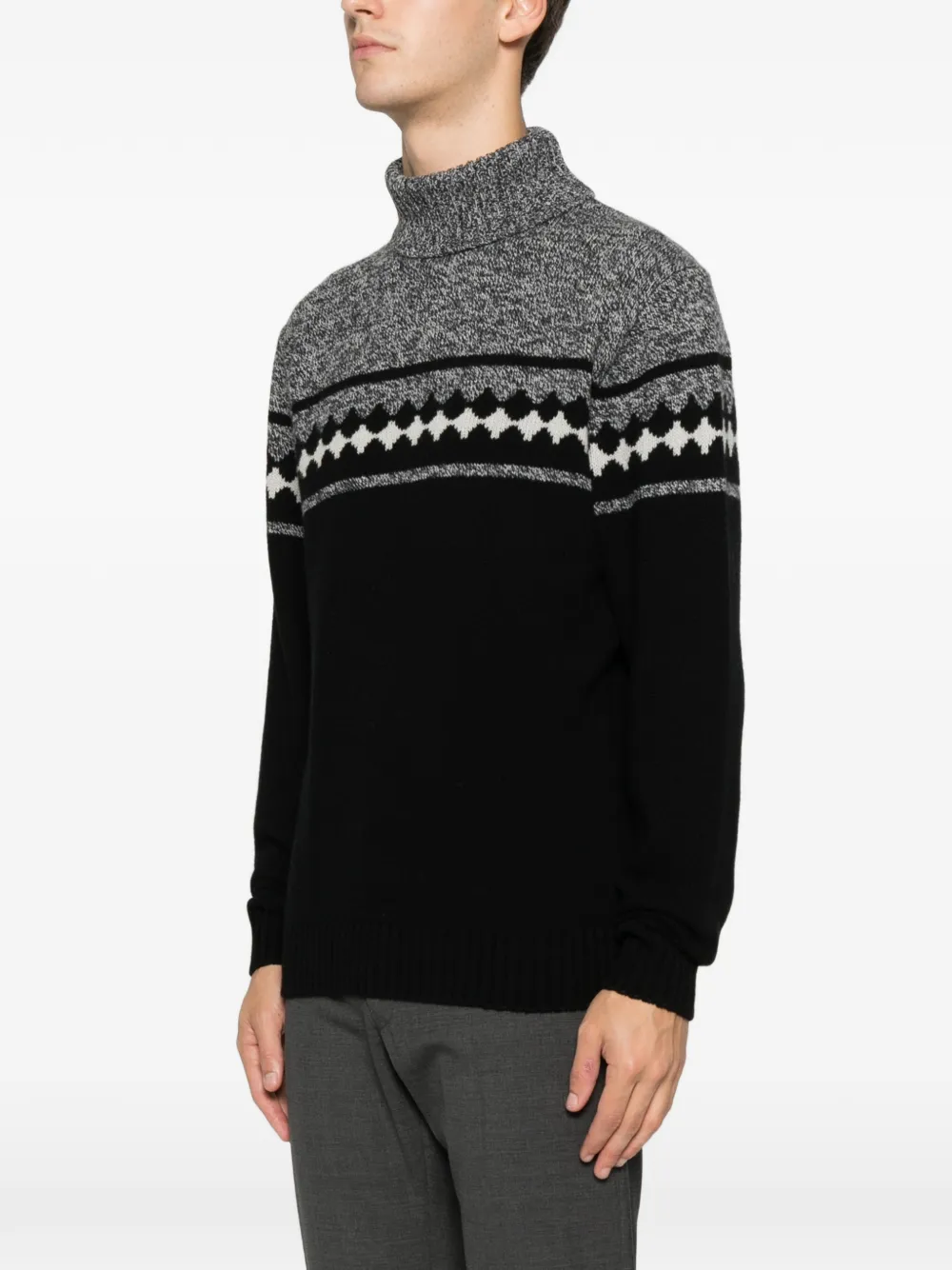 Ferrante Patterned Roll-neck Sweater In Black