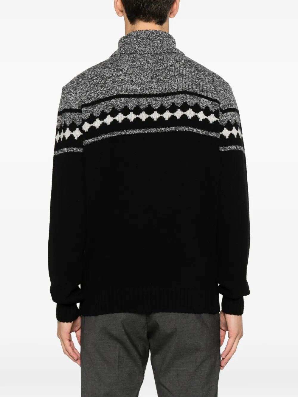 Ferrante Patterned Roll-neck Sweater In Black
