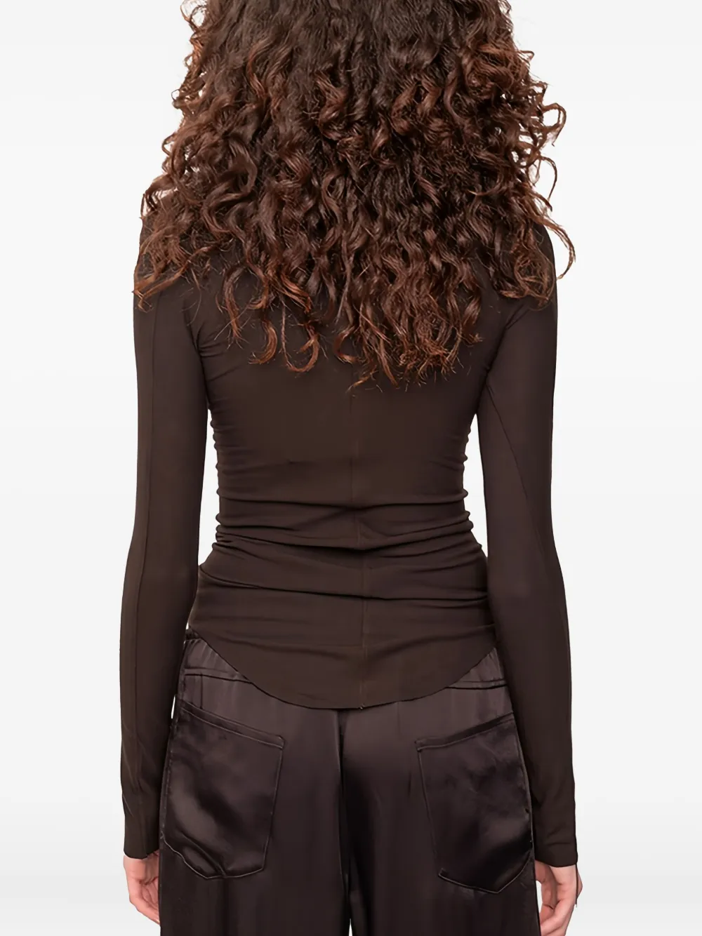 Andrea Ya'aqov Ribbed Turtleneck Top In Brown