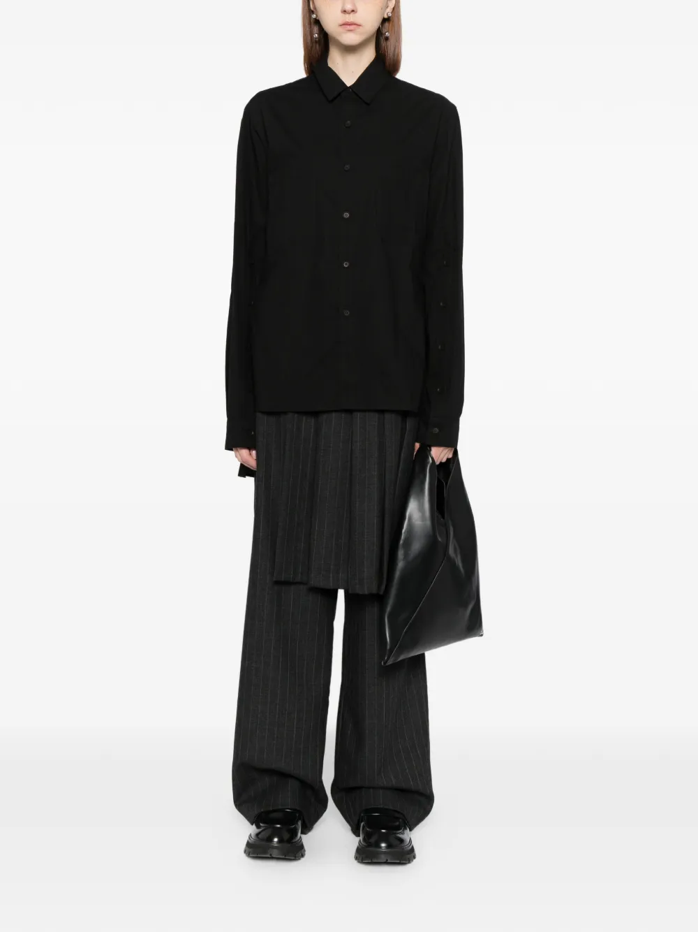 Yohji Yamamoto Blouse met split aan de achterkant - Zwart