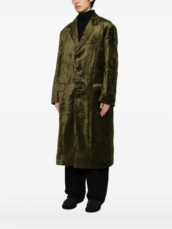 Yohji Yamamoto Velvet Tailored Coat | Green | FARFETCH CA