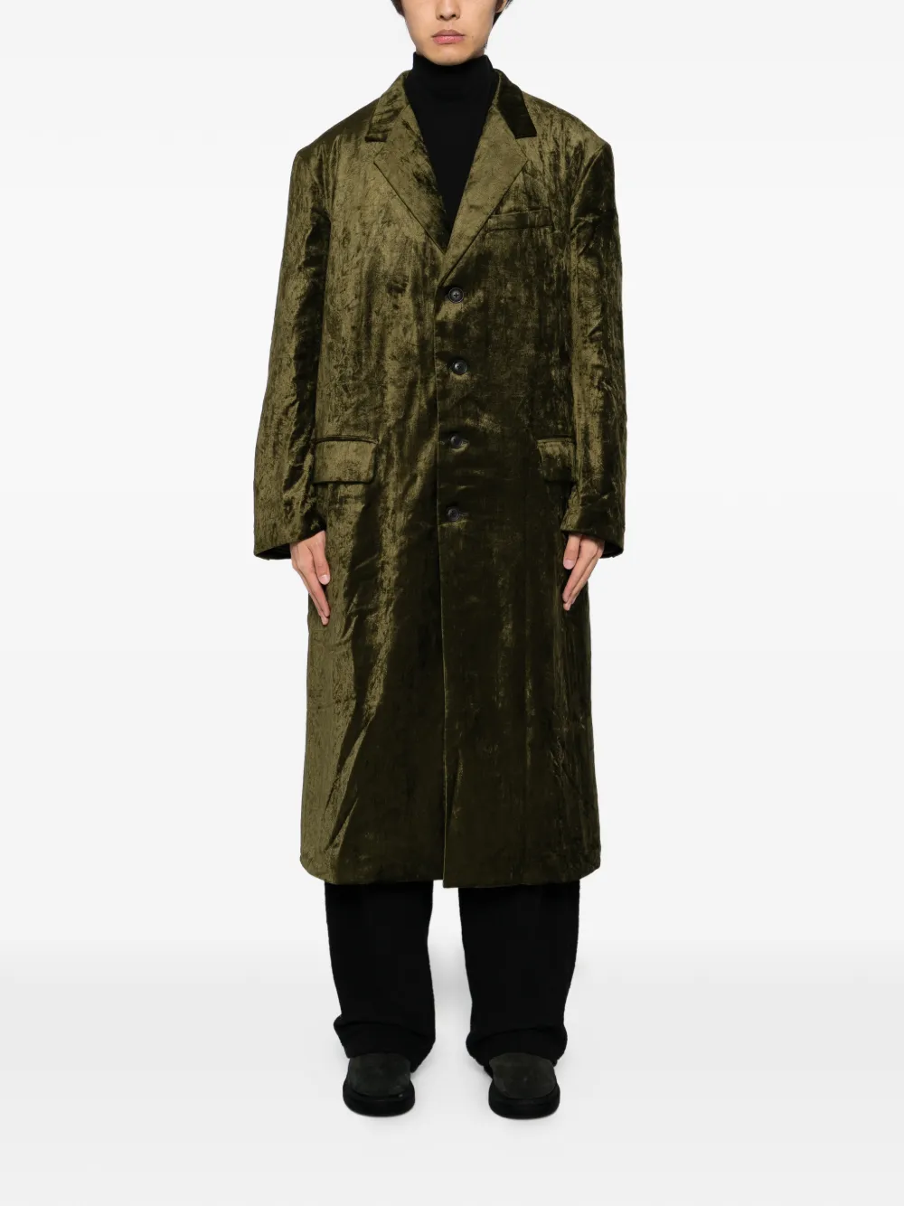 Yohji Yamamoto velvet tailored coat - Groen