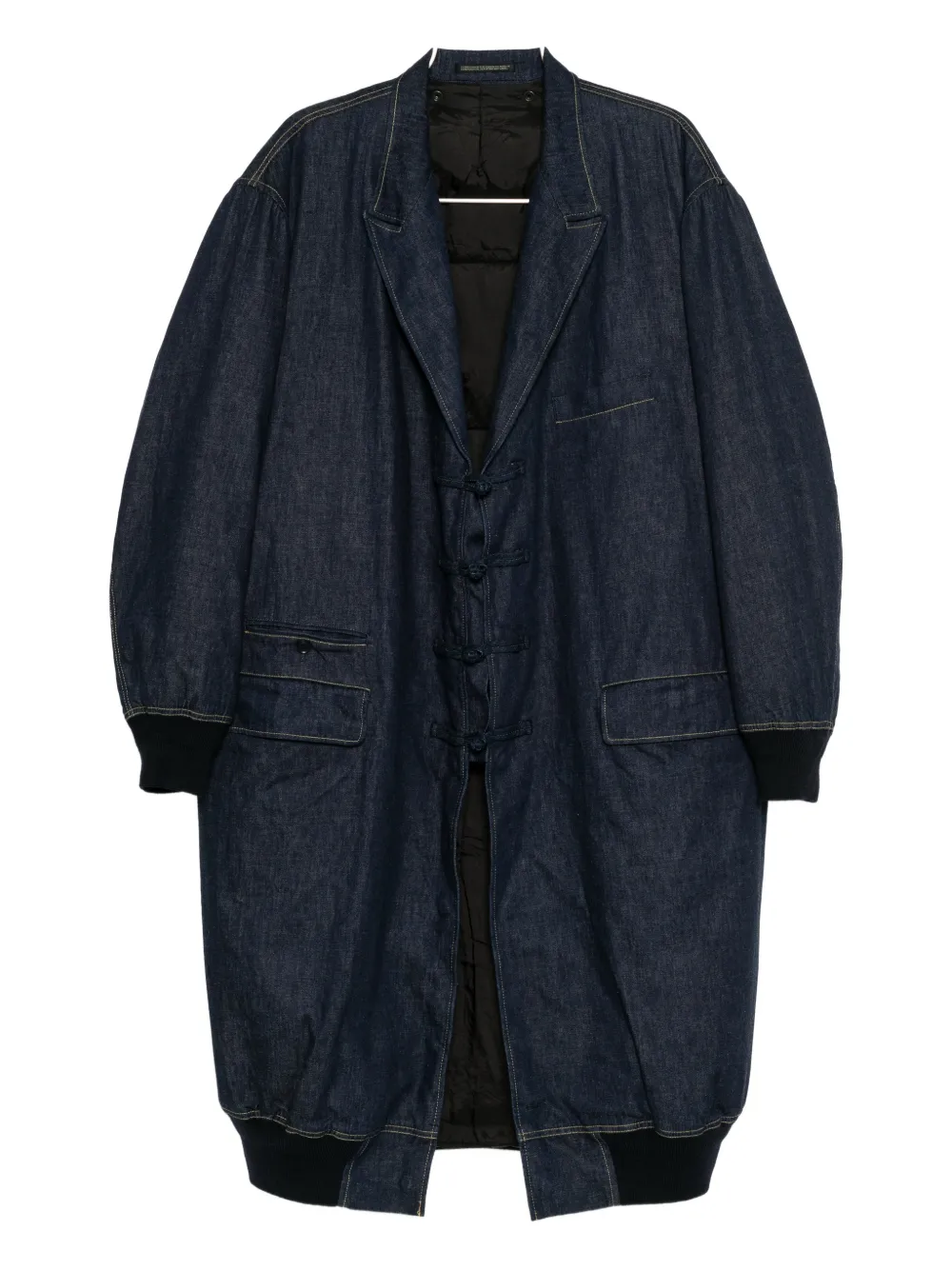 Yohji Yamamoto denim magic wash peaked coat - Blu