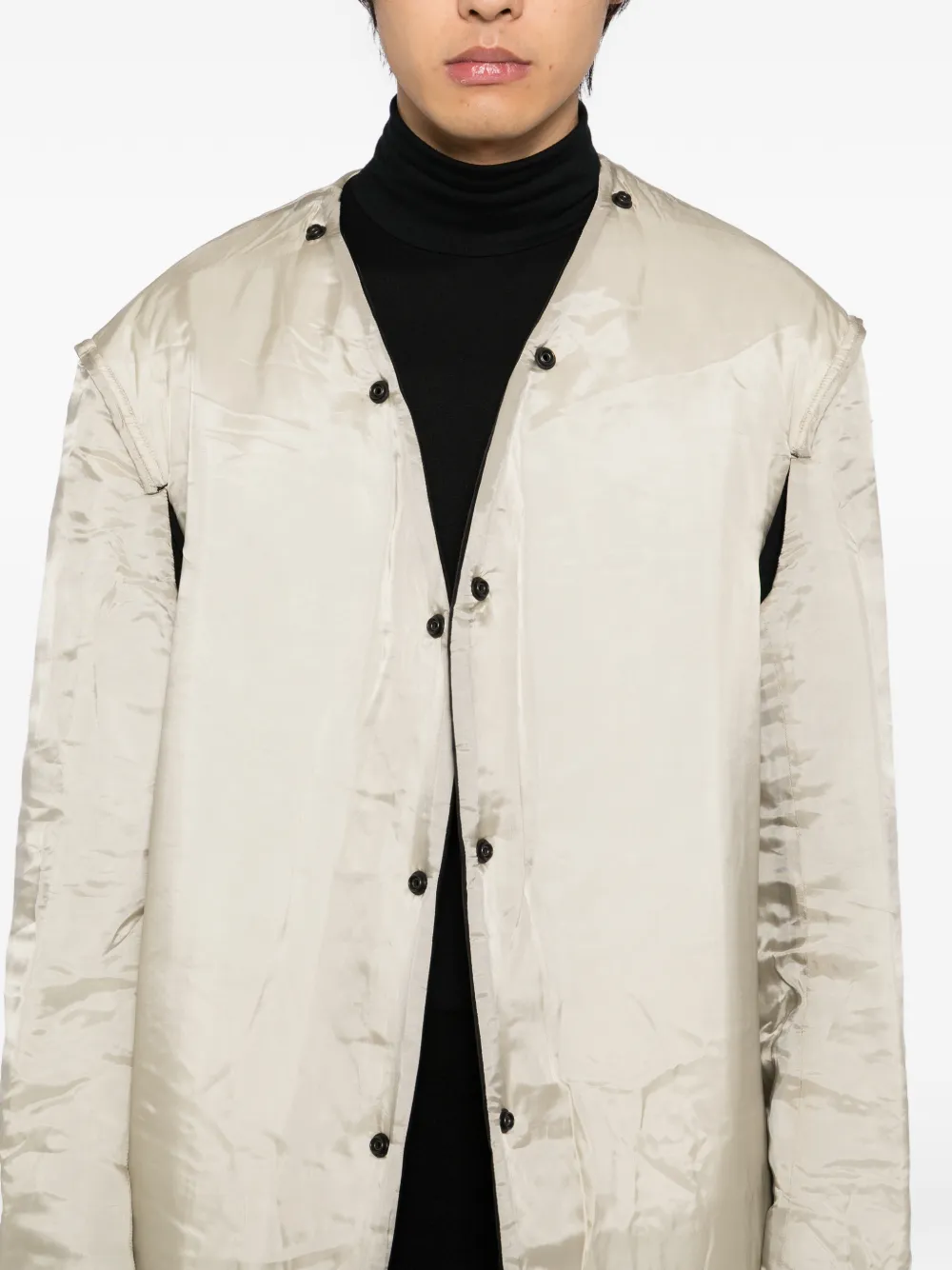 Yohji Yamamoto スタンドカラーコート | ニュートラル | FARFETCH JP