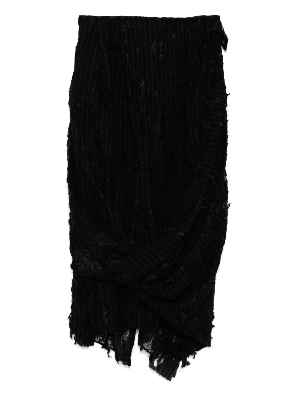 Yohji Yamamoto dameged stripe twist skirt | Black | Image 1