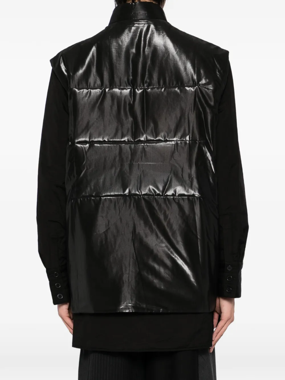 Yohji Yamamoto Mouwloos gewatteerd jack Zwart