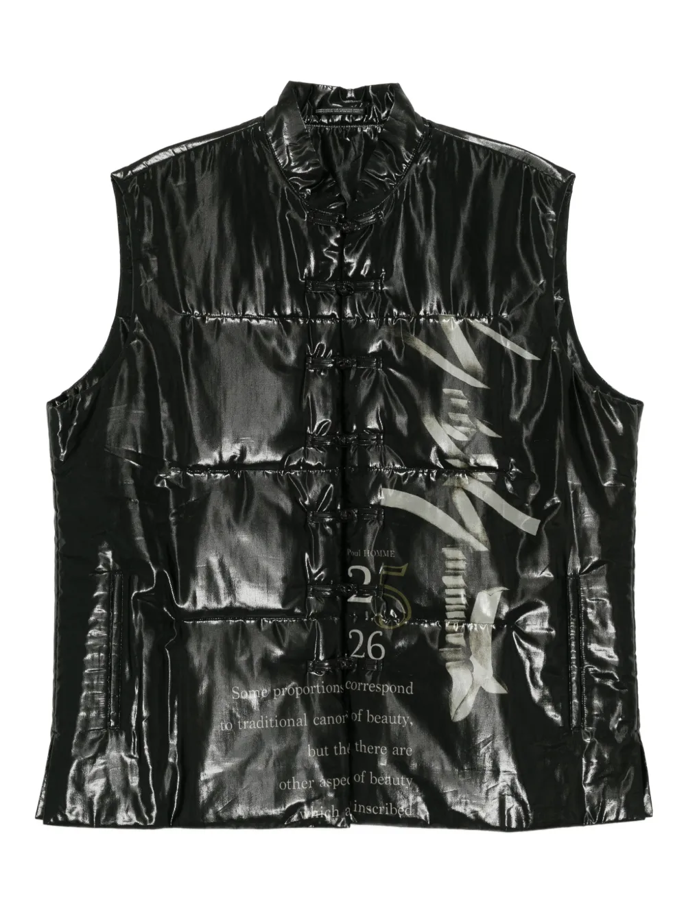 Yohji Yamamoto graphic-print sleeveless padded jacket | Black | Image 1