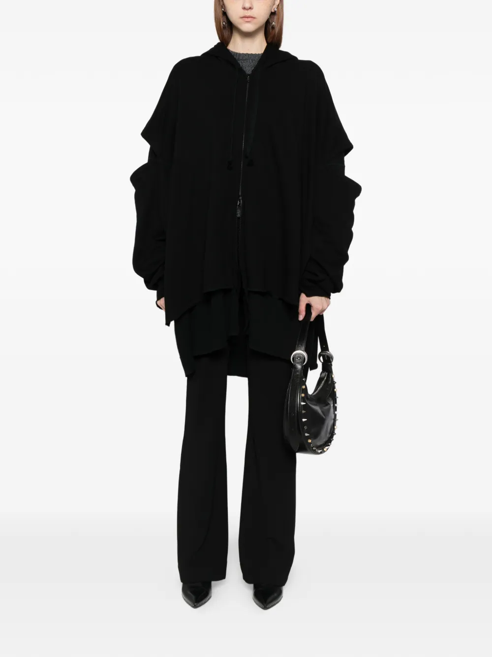 Yohji Yamamoto Stay True Print Layered Hoodie In Black