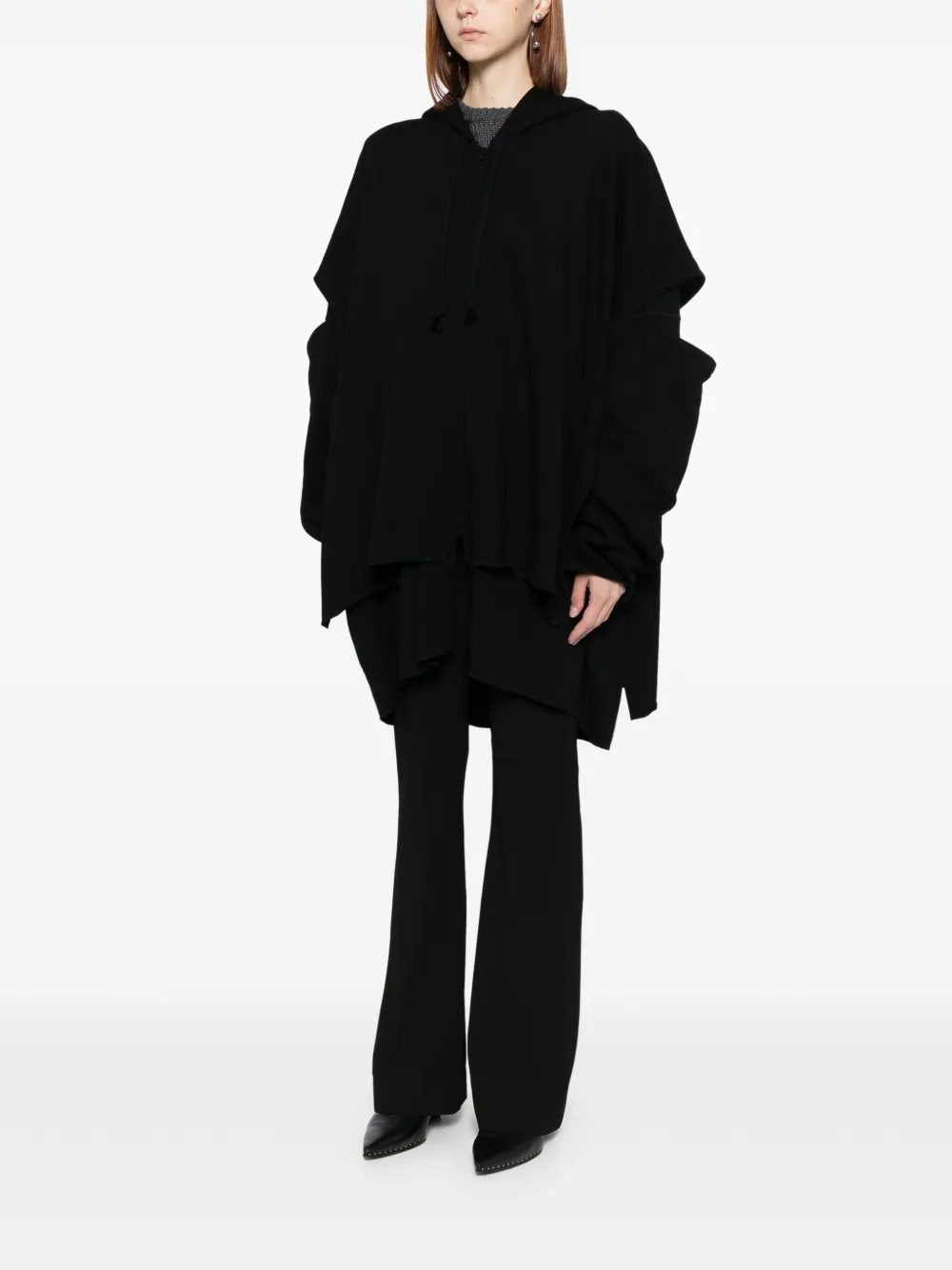 Yohji Yamamoto Stay True Print Layered Hoodie In Black