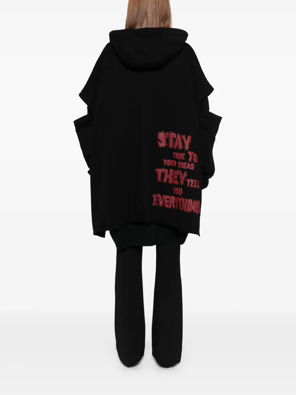 Yohji Yamamoto Stay True Print Layered Hoodie In Black