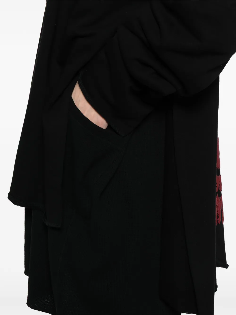 Yohji Yamamoto Stay True Print Layered Hoodie In Black