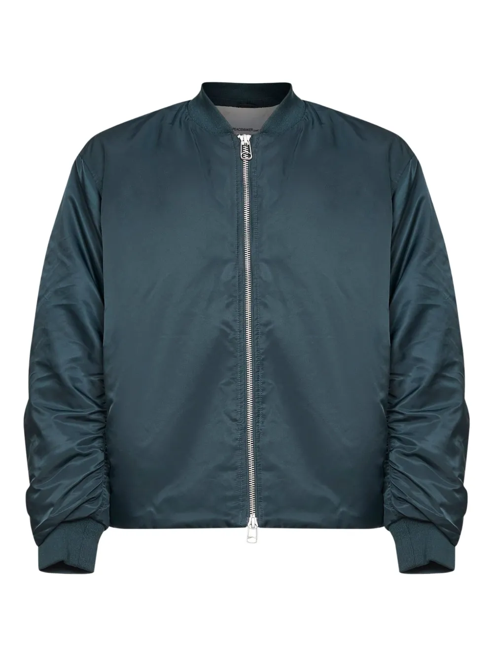 Oamc Peacemaker Green Nylon Minimal Bomber Jacket In Blue