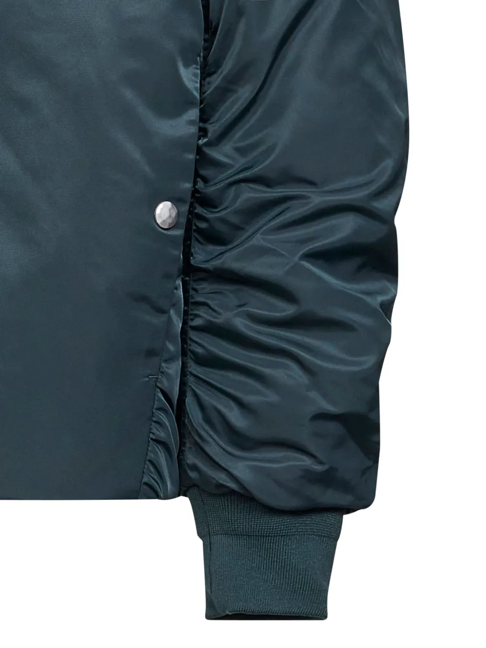 Oamc Peacemaker Green Nylon Minimal Bomber Jacket In Blue