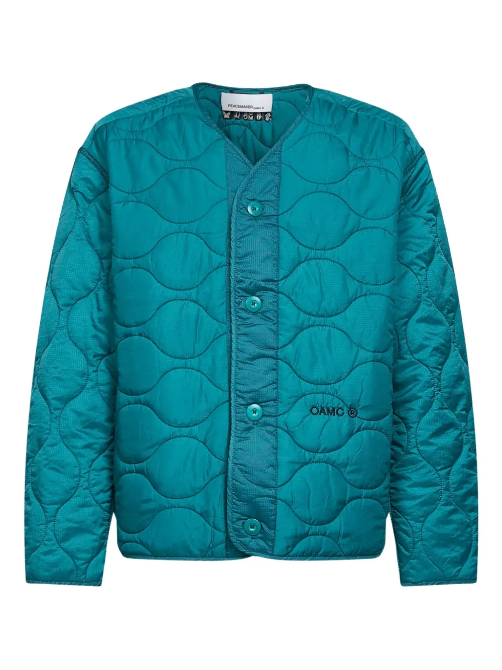 Oamc Peacemaker Quilted Puffer Jacket In Green