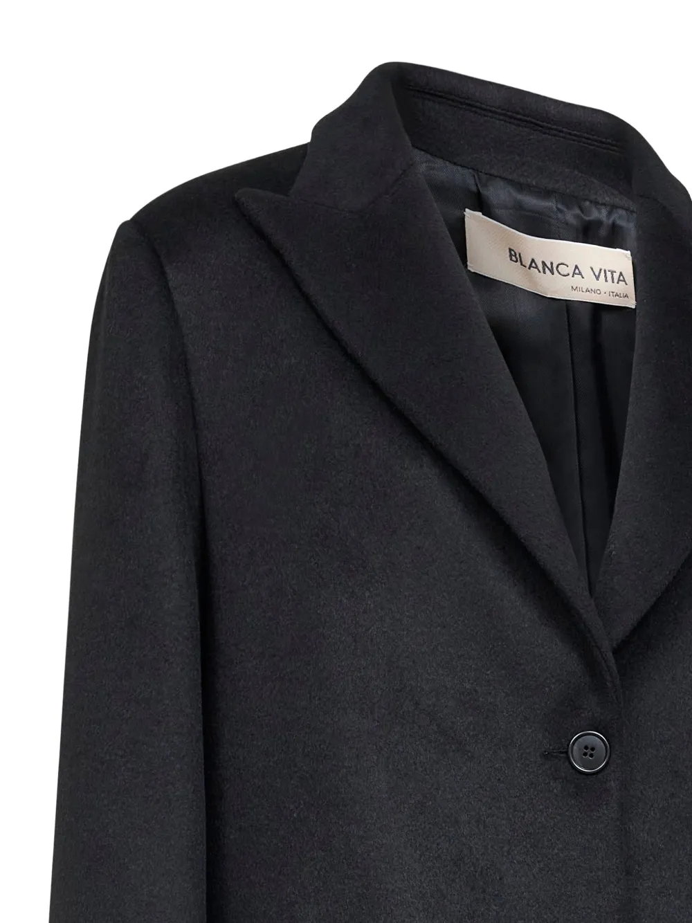 Blanca Vita Black Wool Blend Clojy Single-breasted Coat In Black