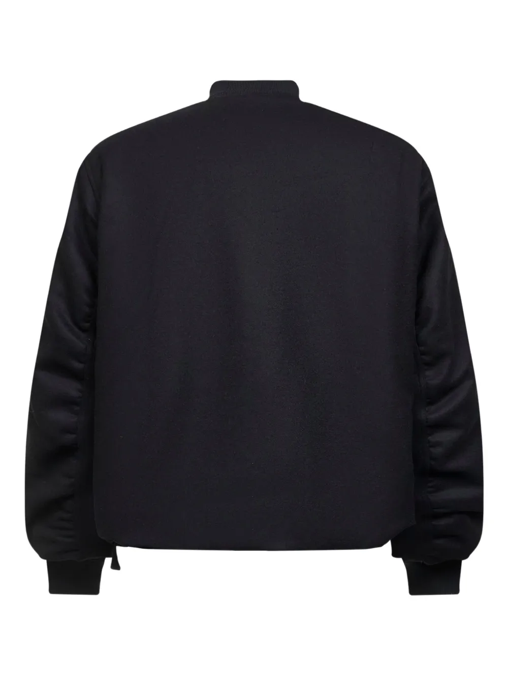 Oamc Peacemaker Black Wool Blend Minimal Bomber Jacket In Blue