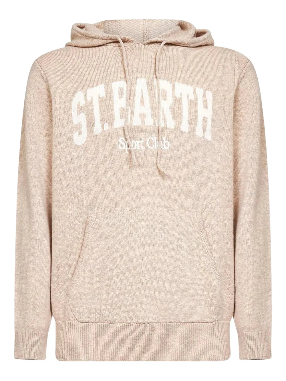Mc2 Saint Barth Beige Wool Blend Knit Wood Hoodie In Neutral