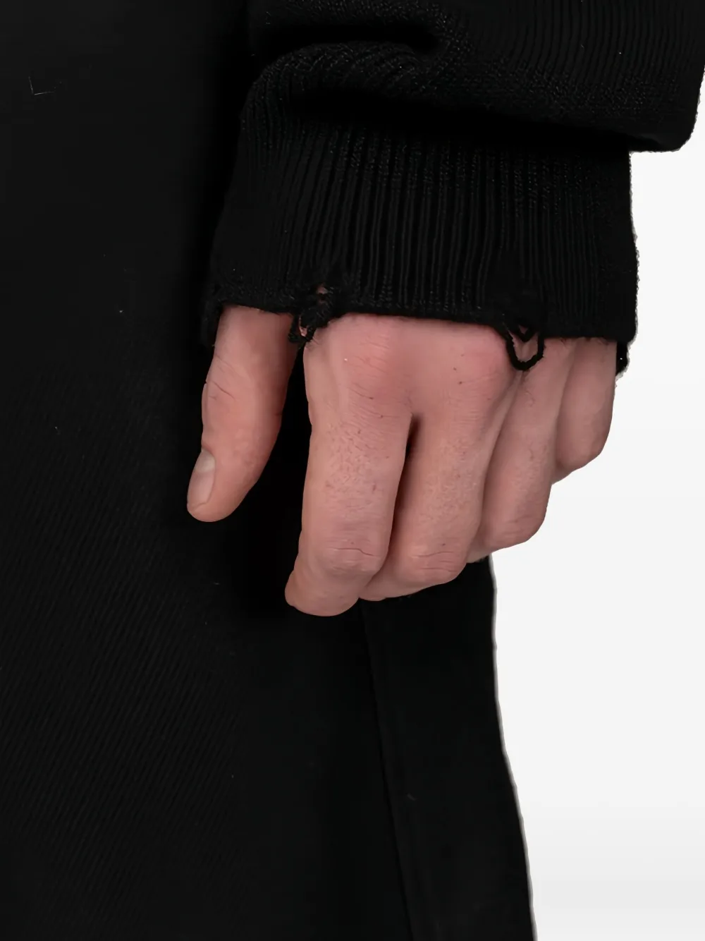 Andrea Ya'aqov Roll-neck Distressed Sweater In Black