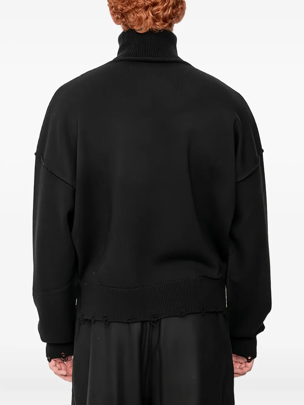 Andrea Ya'aqov Roll-neck Distressed Sweater In Black