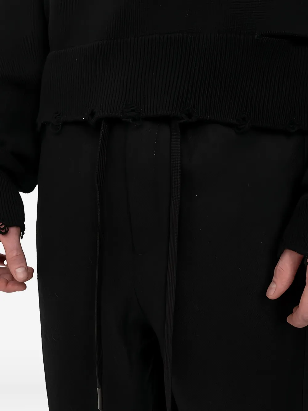 Andrea Ya'aqov Roll-neck Distressed Sweater In Black