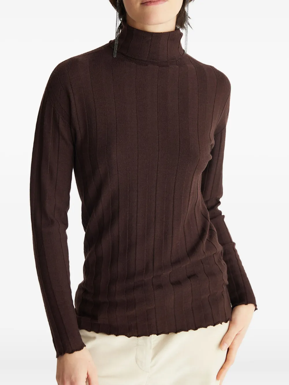 Biancalancia Ribbed Roll-neck Sweater In Brown