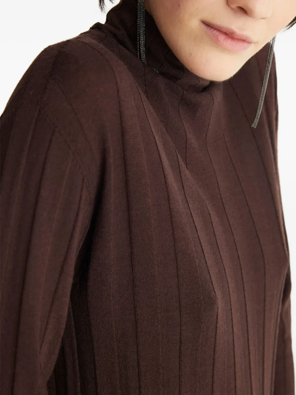 Biancalancia Ribbed Roll-neck Sweater In Brown