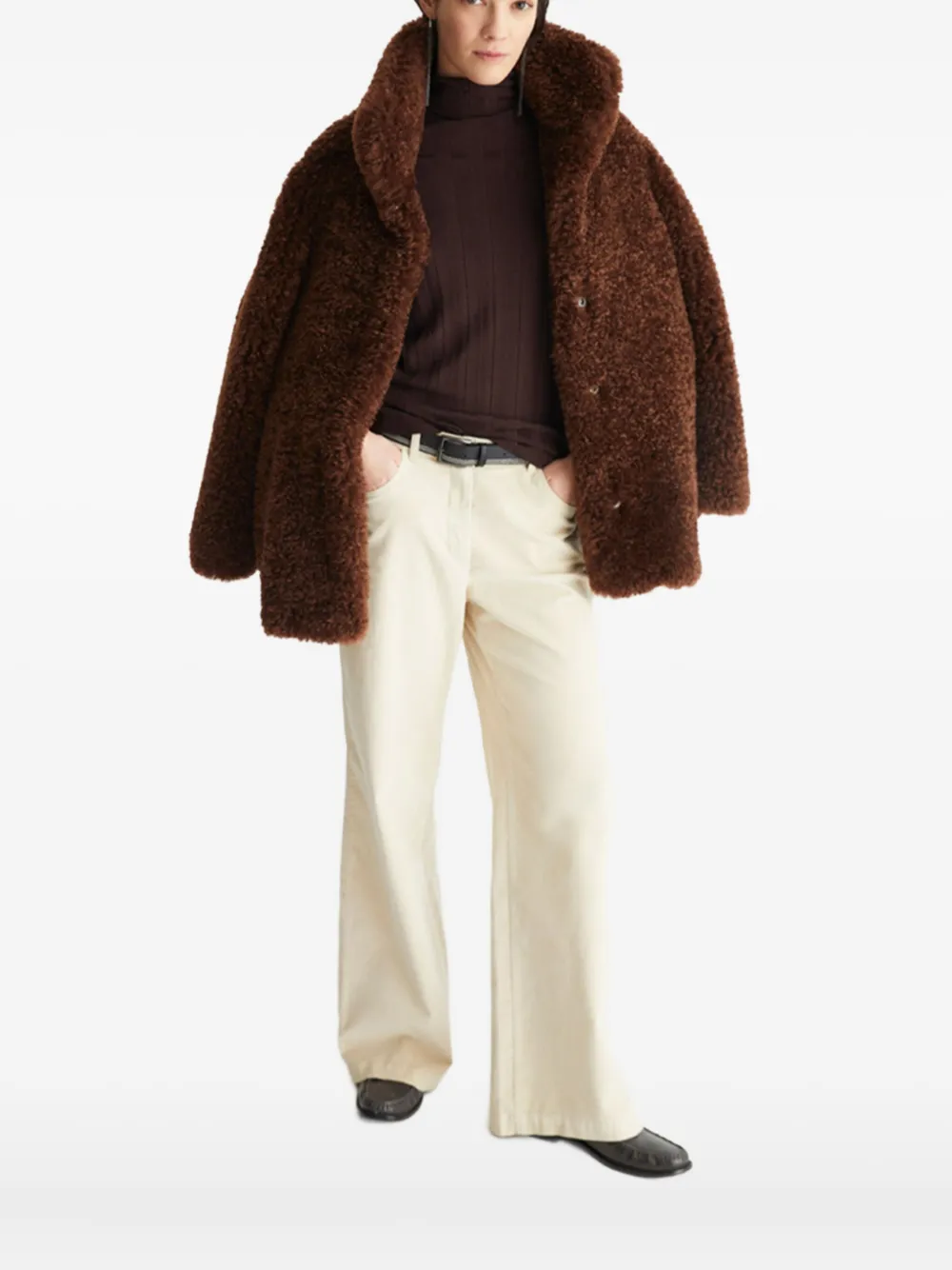 Biancalancia Ribbed Roll-neck Sweater In Brown