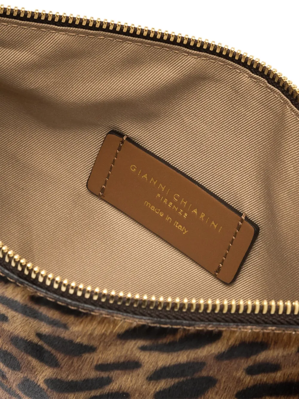 Gianni Chiarini Leopard Print Clutch Bag With Adjustable Strap In Brown