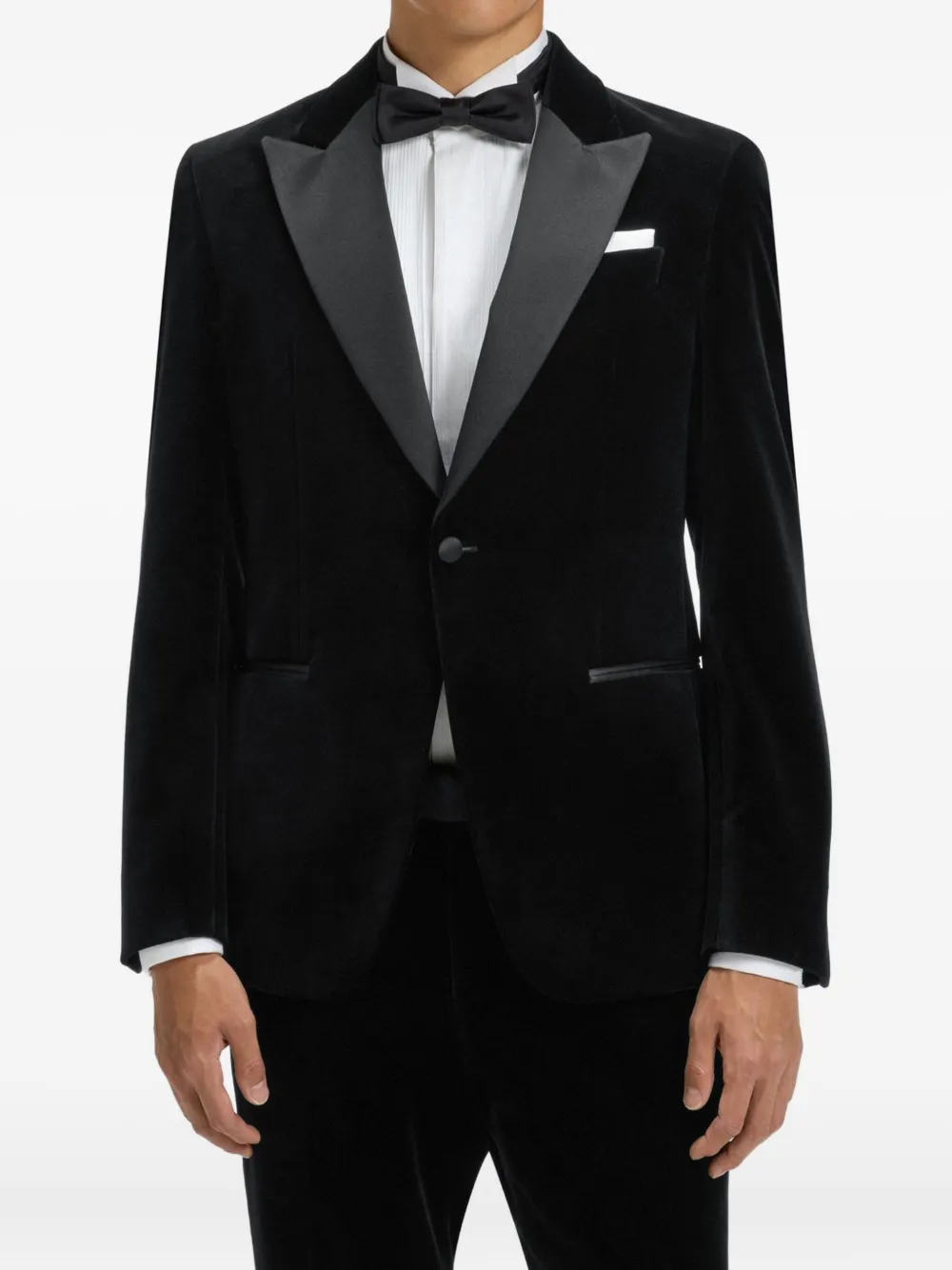 BOSS Katoenen jack met sjaalrevers Zwart