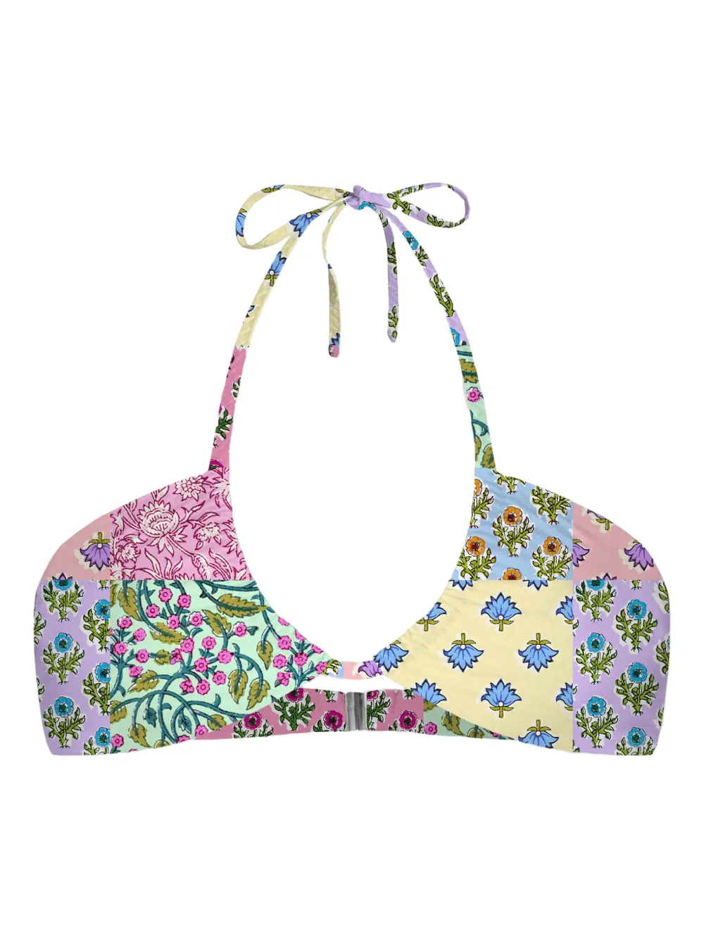 Mc2 Saint Barth Dahlia Pattern Bikini Top In Multi