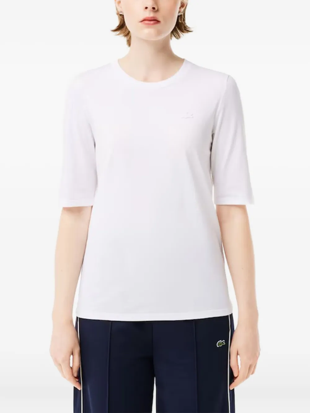 Lacoste T-shirt met elleboogmouwen Wit