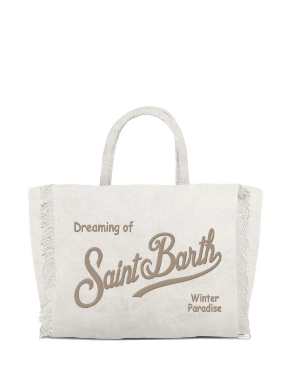 Mc2 Saint Barth Colette Fringed-velvet Tote Bag In White