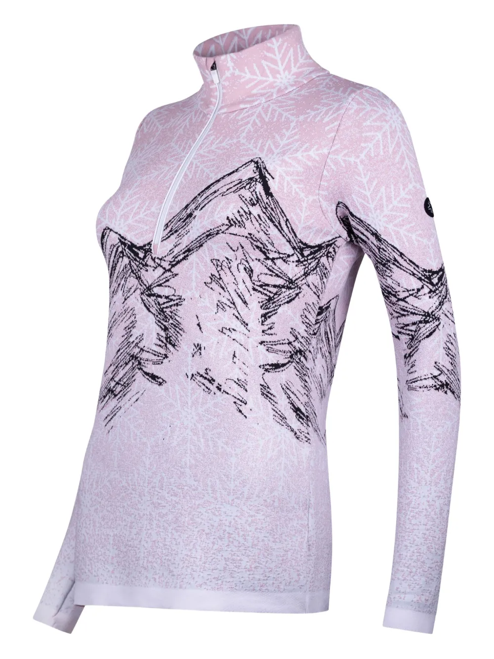 Mountain-Print Zip Sweater