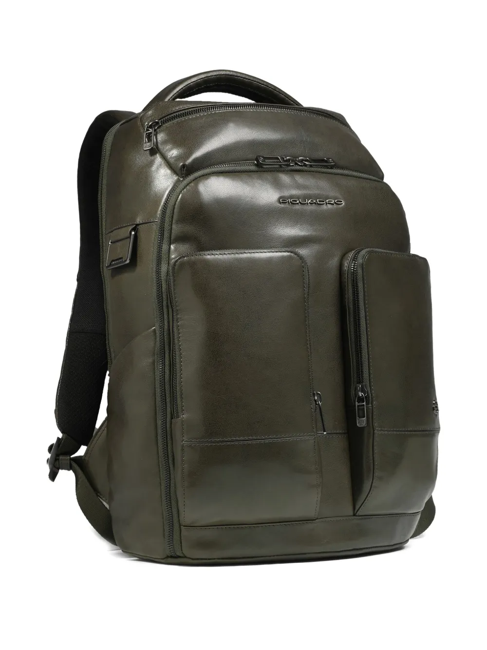 Piquadro Leather Backpack In Green