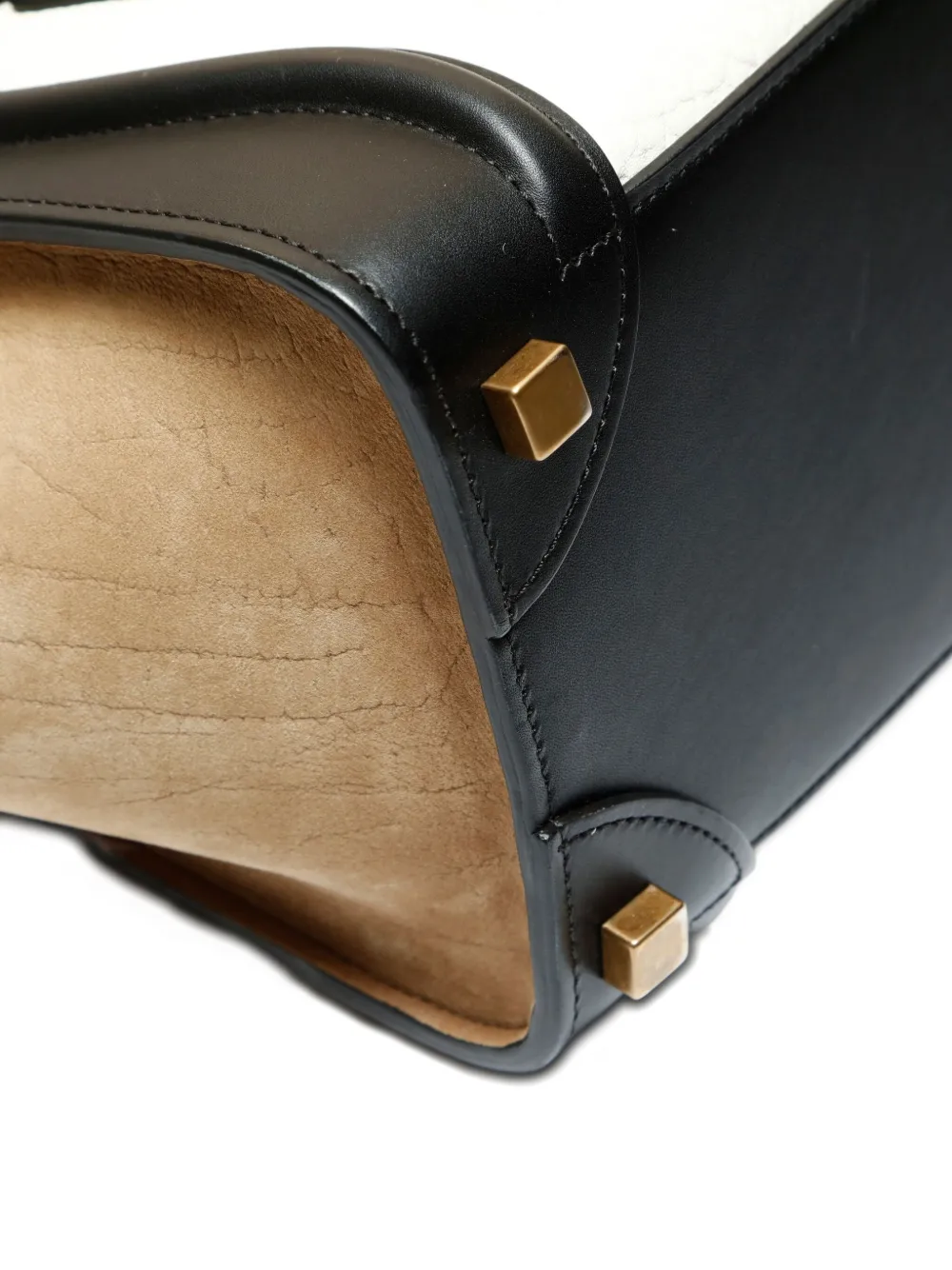 Pre-owned Celine 2015 Micro Luggage Leather-suede Tote Bag In White