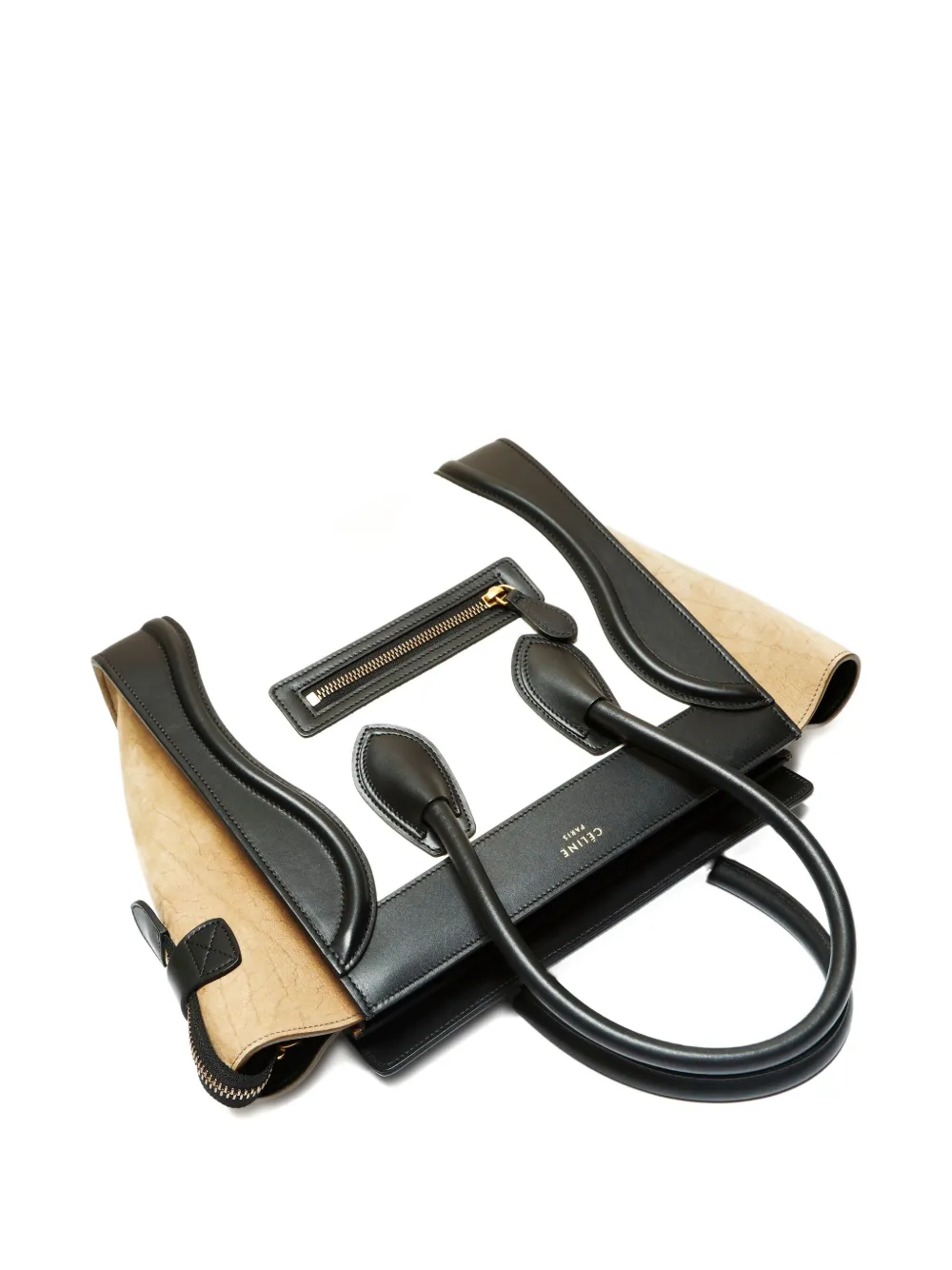 Pre-owned Celine 2015 Micro Luggage Leather-suede Tote Bag In White