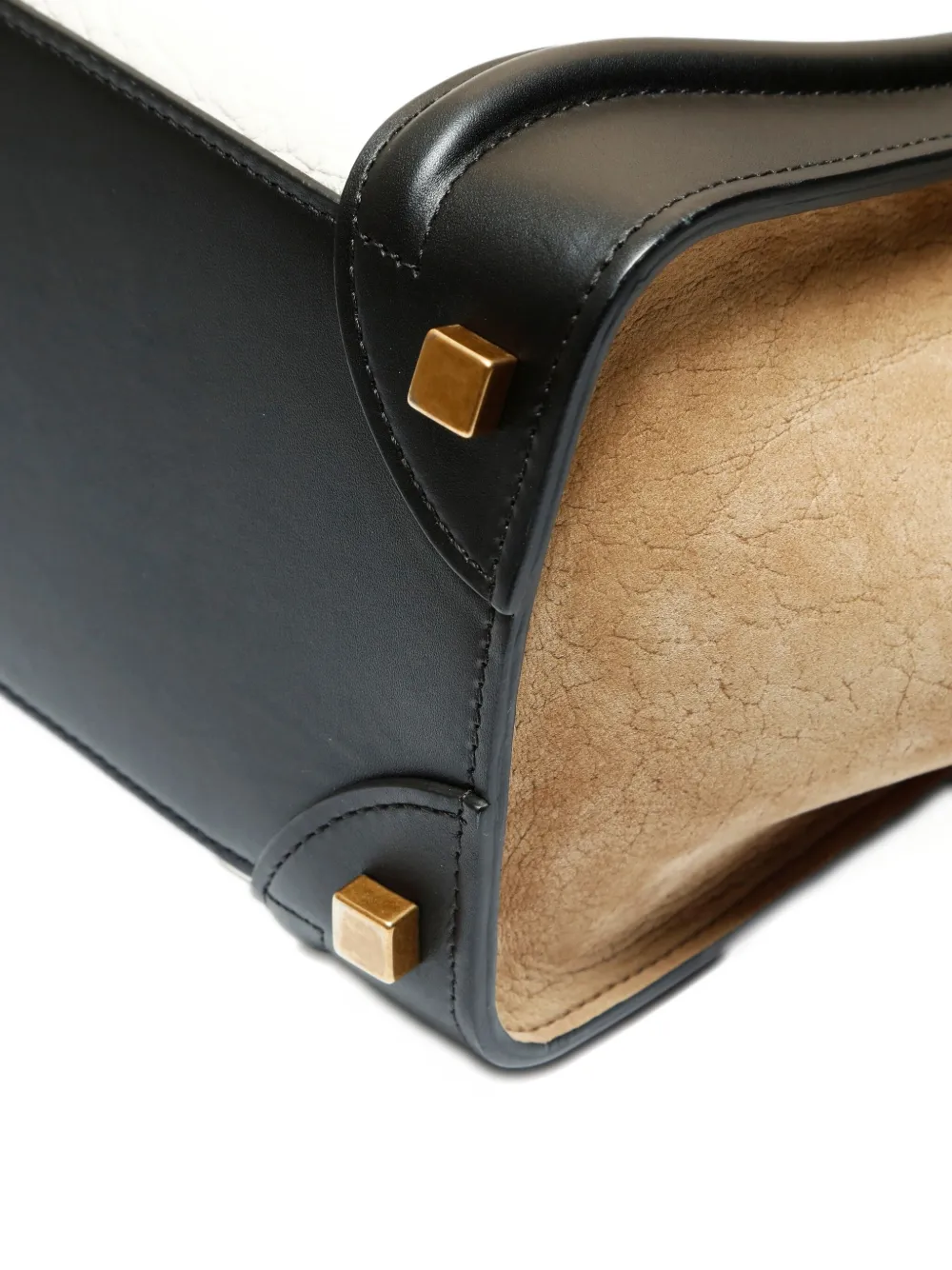 Pre-owned Celine 2015 Micro Luggage Leather-suede Tote Bag In White