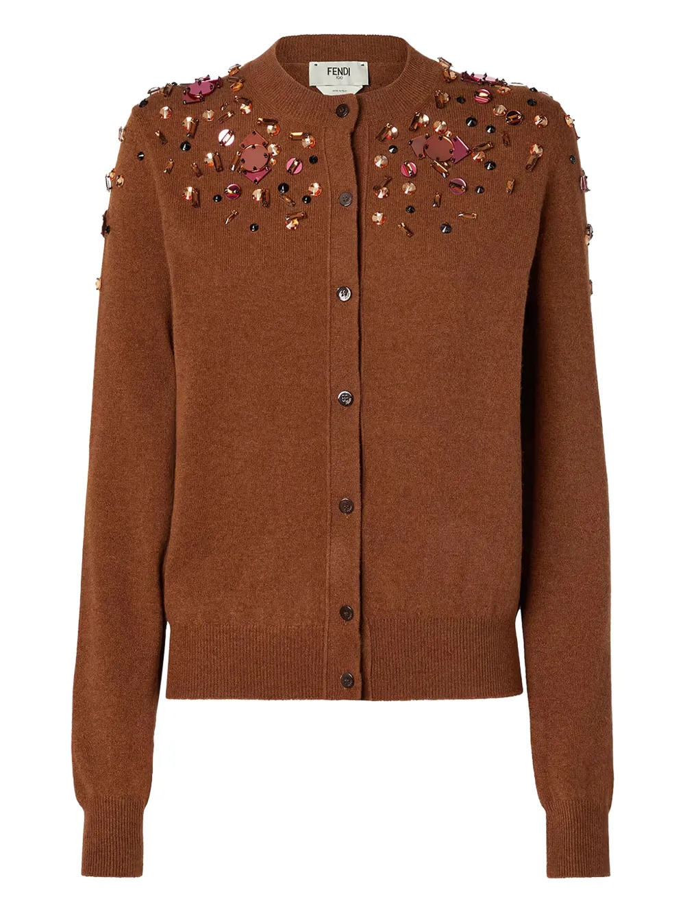FENDI embellished cardigan - Marrone