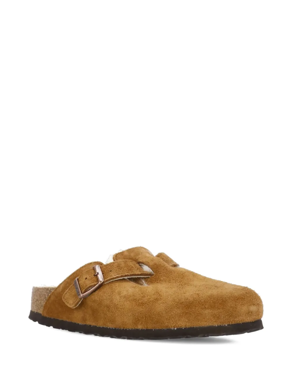 Birkenstock Buckled Shearling-lining Mules In Brown