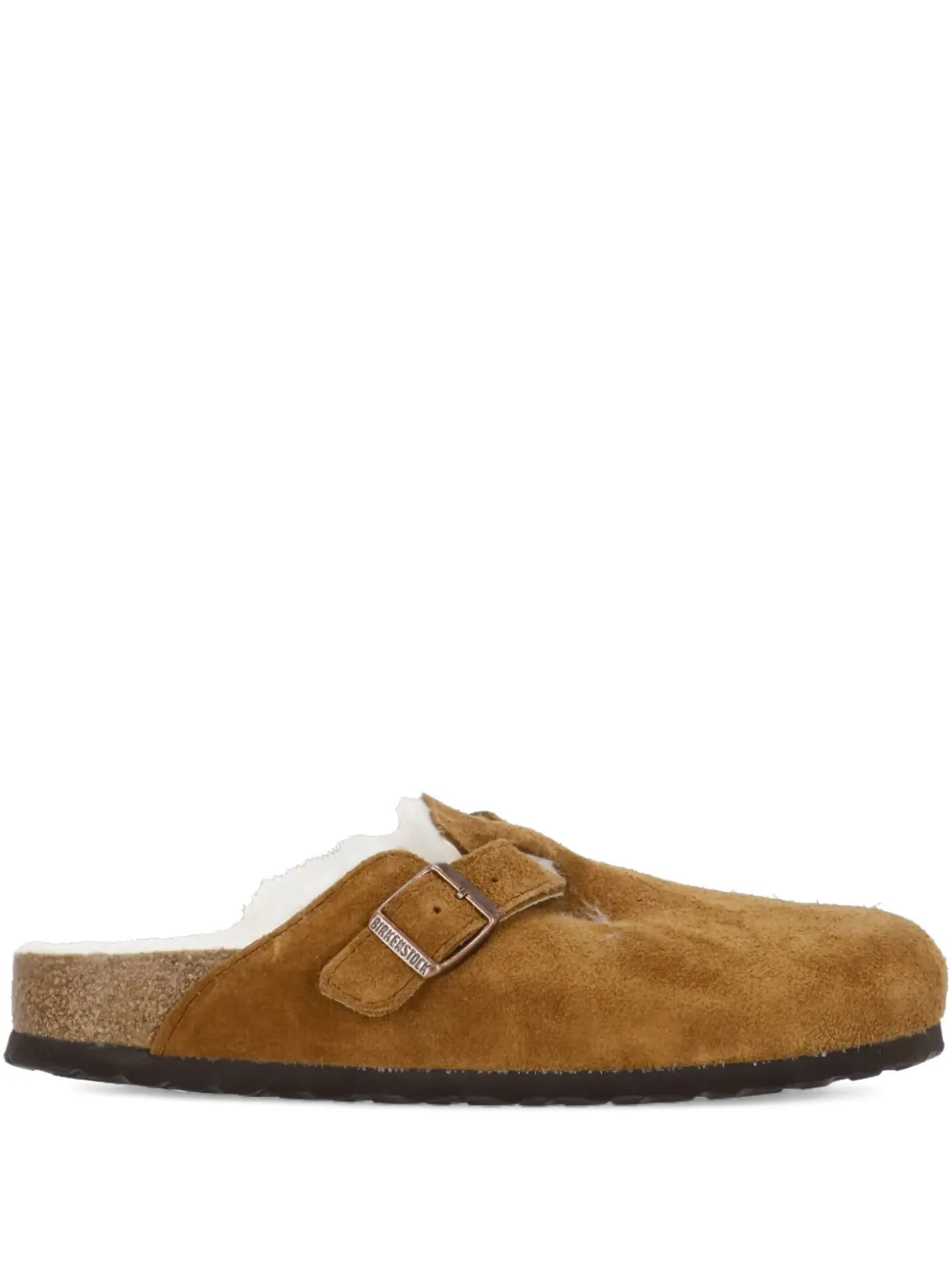 Birkenstock Buckled Shearling-lining Mules In Brown