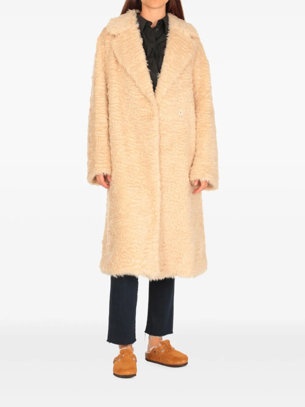 Birkenstock Muiltjes met gesp en lammy voering Bruin