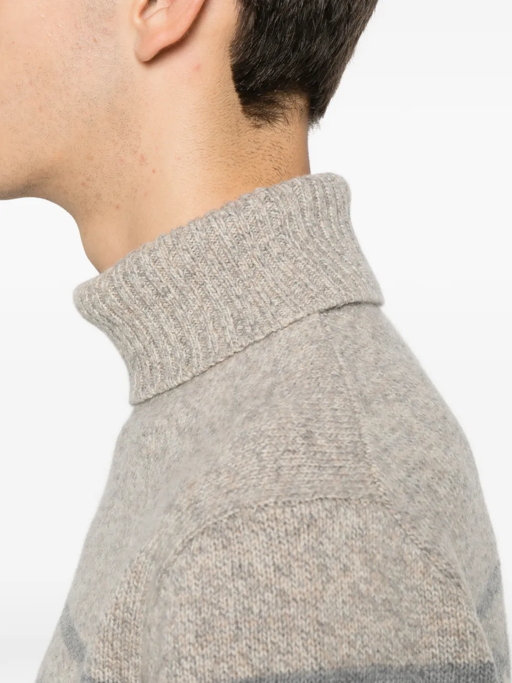 Ferrante Patterned Roll-neck Sweater In Gray