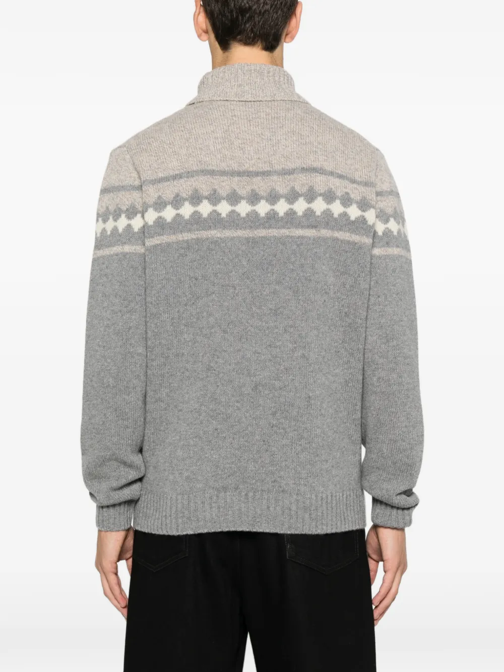 Ferrante Patterned Roll-neck Sweater In Gray