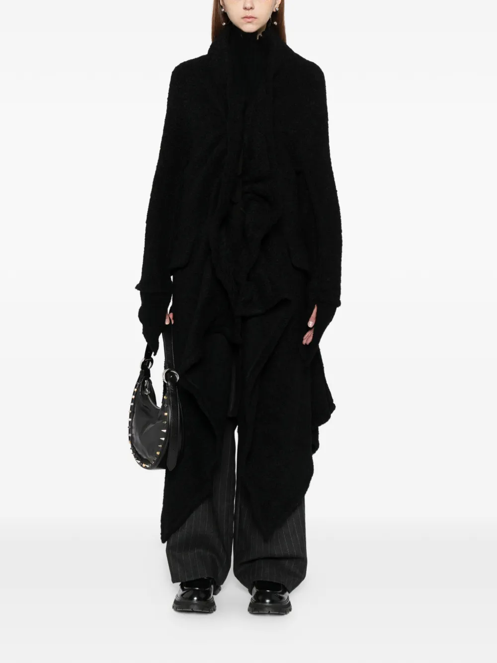 Yohji Yamamoto asymmetric coat - Zwart