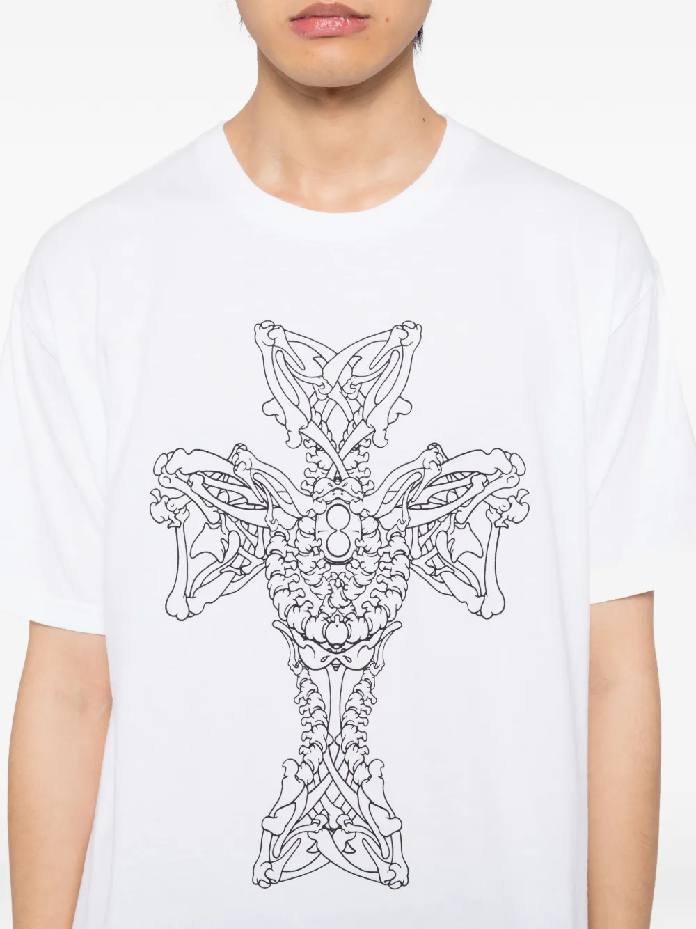 Yohji Yamamoto Katoenen T-shirt met grafische print Wit