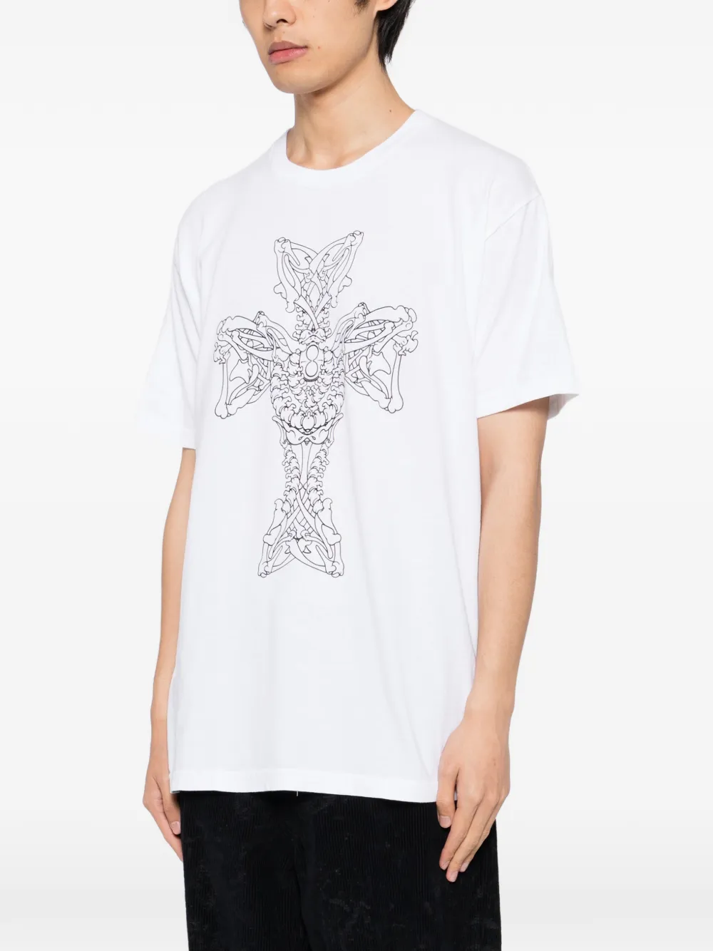 Yohji Yamamoto Katoenen T-shirt met grafische print Wit