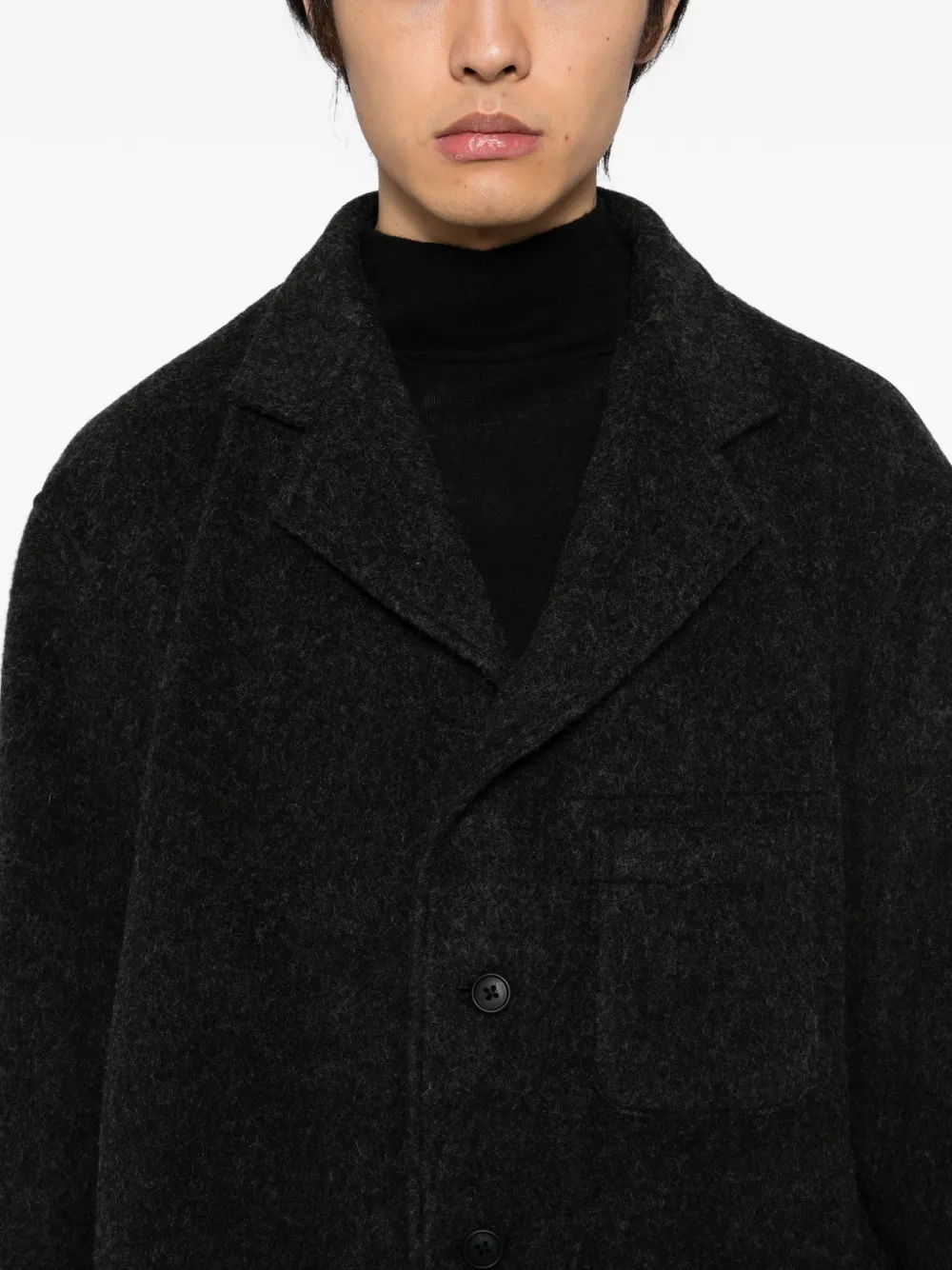 Yohji Yamamoto x MASSES wollen jack met visgraatpatroon Zwart